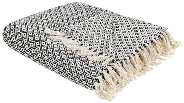 beliani 'CHYAMA' Decke, Baumwolle schwarz, 0,5 x 220 x 200 cm