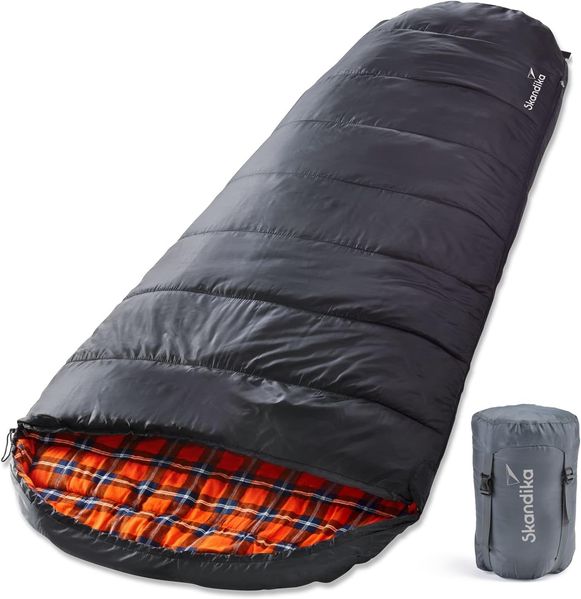 Skandika Mumienschlafsack, breit, groß, Camping, koppelbar, 3-Saison, bis -12°C, Packsack Outdoor