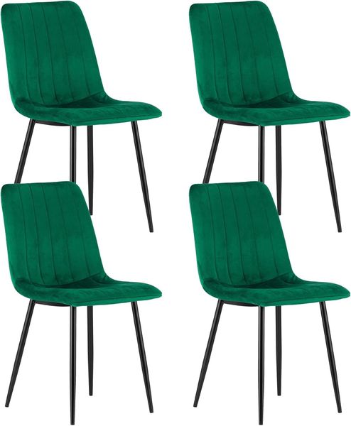 Home Collective Esszimmerstuhl 1er, 2er, 4er Set Polsterstuhl Stuhl Wohnzimmerstuhl (Stuhl Bequemes und strapazierfähiges Design, 90 cm Höhe, 120 kg Belastbarkeit, 4 St), mit grünem Samtsitz und schwarz lackierten Metallbeinen 4er Set