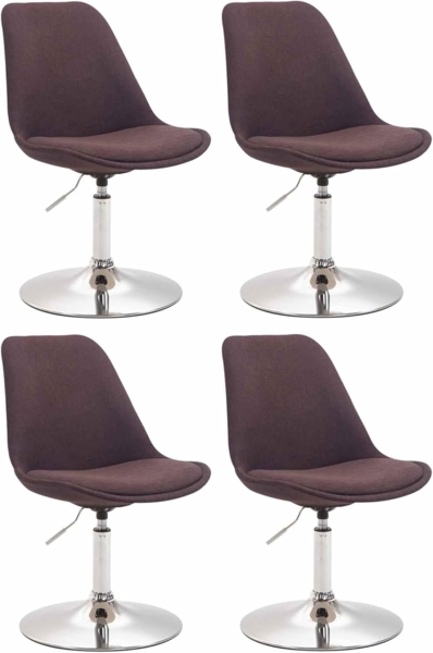 CLP 4er Set Esszimmerstühle Maverick Stoff drehbar und stufenlos verstellbar,braun chrom
