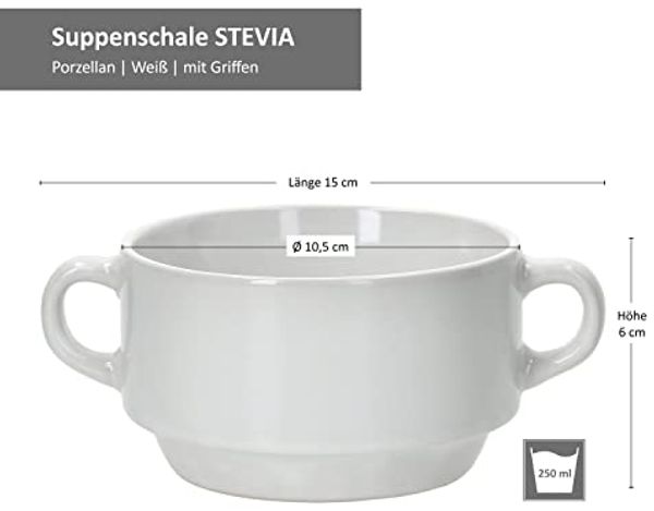 MamboCat Suppenschüssel 12er Set Stiva Suppenschale weiß 250 ml, Porzellan Bild 5