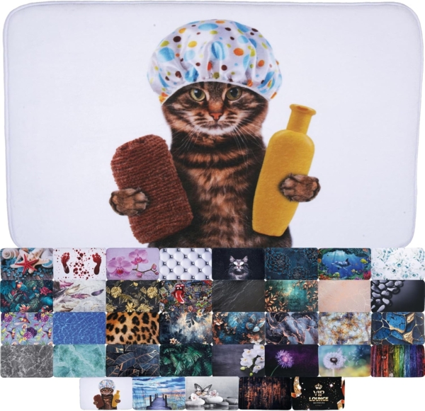Sanilo Badematte Shower Cat, 50 x 80 cm, sehr weich, rutschfest, waschbar und schnelltrocknend, 100% Polyester