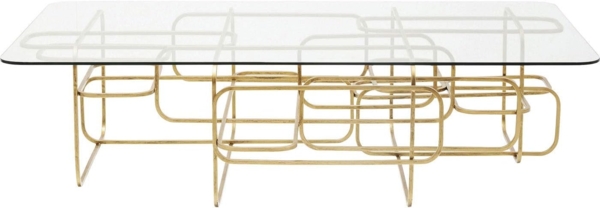 Kare Design Couchtisch Meander Gold, Sofatisch, rechteckiger Beistelltisch, Wohnzimmer, Ablagetisch, Tischplatte aus Sicherheitsglas, Glastisch, 36 x 140 x 80 cm Bild 11