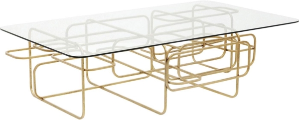Kare Design Couchtisch Meander Gold, Sofatisch, rechteckiger Beistelltisch, Wohnzimmer, Ablagetisch, Tischplatte aus Sicherheitsglas, Glastisch, 36 x 140 x 80 cm Bild 12