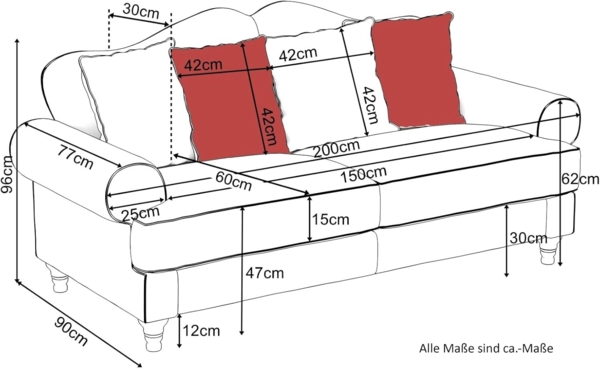 Sofa 3-Sitzer Elita in creme Landhaus Blumen 200 cm Bild 3