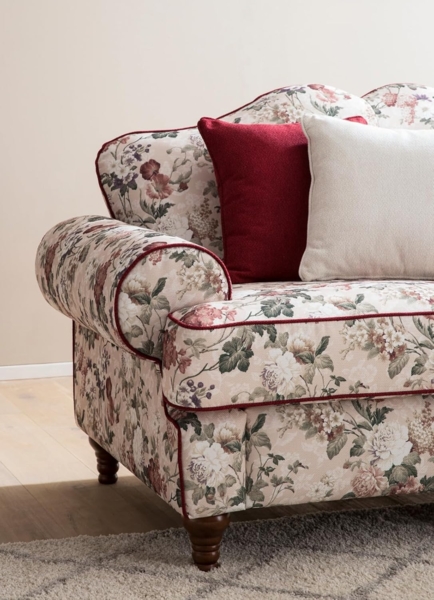 Sofa 3-Sitzer Elita in creme Landhaus Blumen 200 cm Bild 4