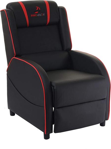 Fernsehsessel HWC-D68, HWC-Racer Relaxsessel TV-Sessel Gaming-Sessel, Kunstleder ~ schwarz/rot