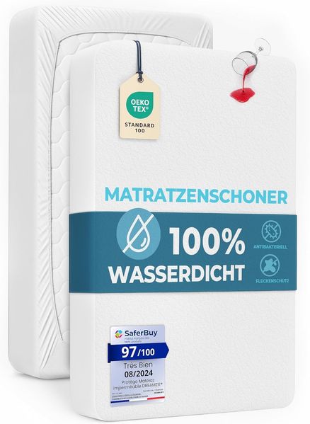 Matratzenschoner 70x190 Wasserdicht Dreamzie - Oeko-TEX und Made in EU - Atmungsaktive Anti-Allergie und Anti Milben - Matratzenauflagen Kinder