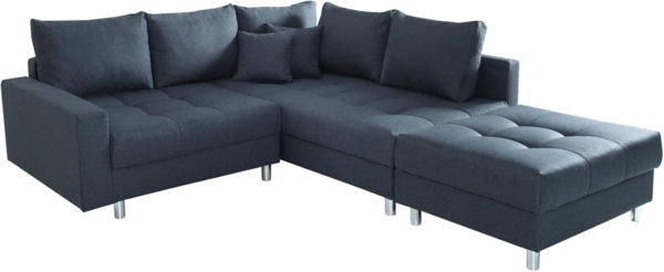 riess-ambiente Ecksofa KENT 220cm anthrazit, Set 2 Teile, Wohnzimmer · Couch · Stoff-Bezug · Federkern · inkl. Hocker · Design