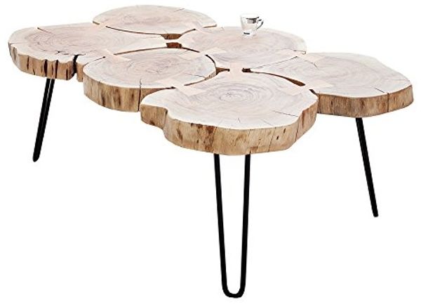 riess-ambiente Couchtisch GOA 110cm natur / schwarz (Einzelartikel, 1-St), Wohnzimmer · Massivholz · Metall · 4cm Tischplatte · Baumscheibe