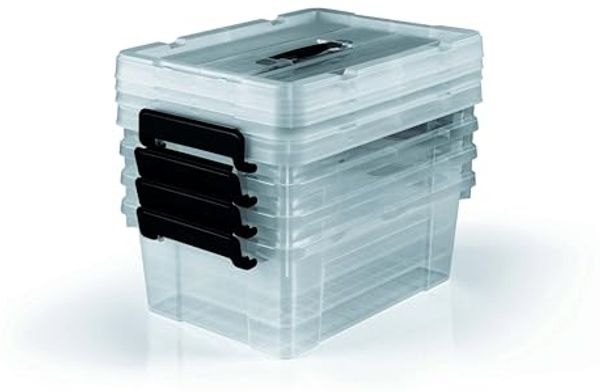 EASYmaxx Aufbewahrungsbox mit Deckel 4er-Set | Sicherer Verschluss dank Klick-Verschluss (8-tlg.) | Transparenter Organizer zum Verstauen | Idealer Haushalts- & Küchenhelfer - Vorratsdosen [BPA-frei]