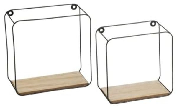 Set mit 2 Wandregalen aus Metall und MDF in Schwarz