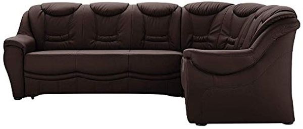 Cavadore Ecksofa Bensil mit Federkern / Polsterecke mit Bettfunktion / 265 x 94 x 215 / Lederoptik Braun