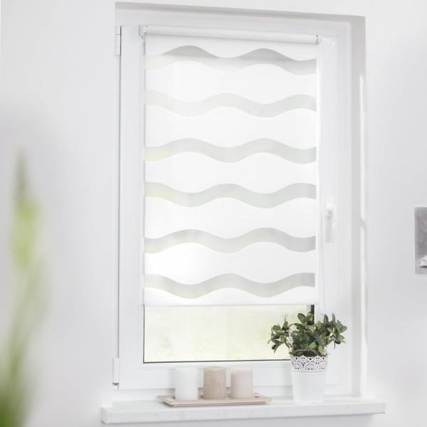 Lichtblick Sonnenschutzsysteme GmbH Doppelrollo Stockholm 70 cm x 150 cm (BxL) Weiß Duo Rollo in extravagantem Stil; Klemm- und schraubbar; Lichtdurchlässig und blickdicht Bild 3