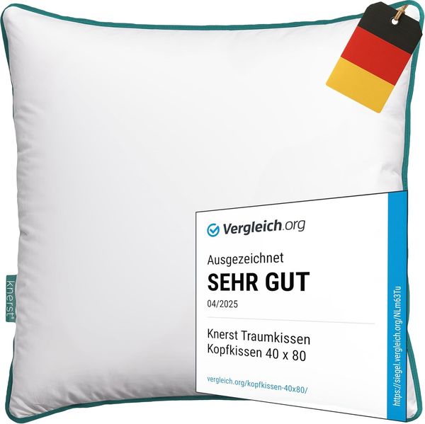 KNERST Kopfkissen Kopfkissen Fitform Technologie 100% Polyester, Füllung: FitForm Technologie – 100% Polyester, ergonomisches Schlafkissen ideal für jede Schlafposition, Kissen mit eleganter, grüner Biese