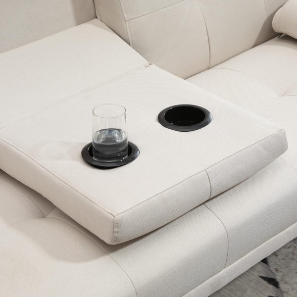 HOMCOM Schlafsofa Dreisitzer mit Bettfunktion, Einzelbett mit Kissen, Bettsofa 1 Teile, für Wohnzimmer, Beige Bild 8