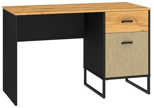 Schreibtisch Colt Kinderschreibtisch 120x55x75cm schwarz Craft Gold Eiche Premium Steel