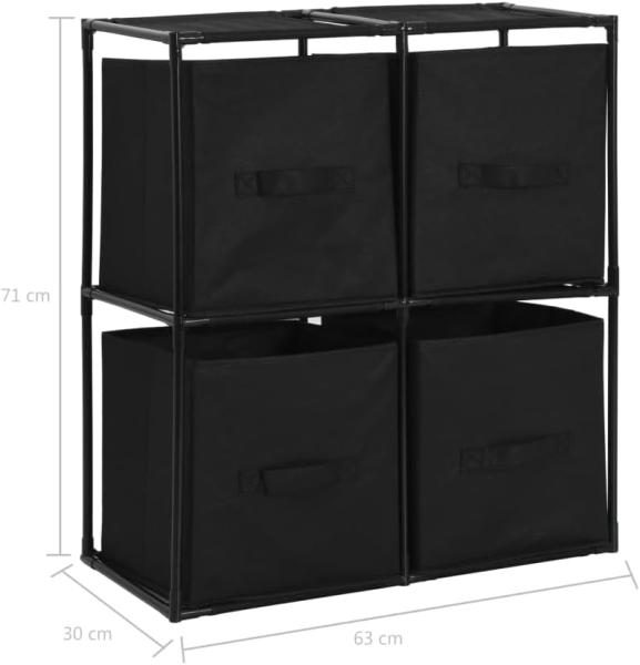 vidaXL Lagerschrank mit 4 Stoffkörben Schwarz 63×30×71 cm Stahl 282462 Bild 2
