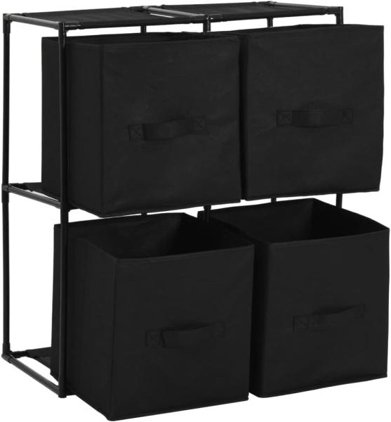 vidaXL Lagerschrank mit 4 Stoffkörben Schwarz 63×30×71 cm Stahl 282462 Bild 3