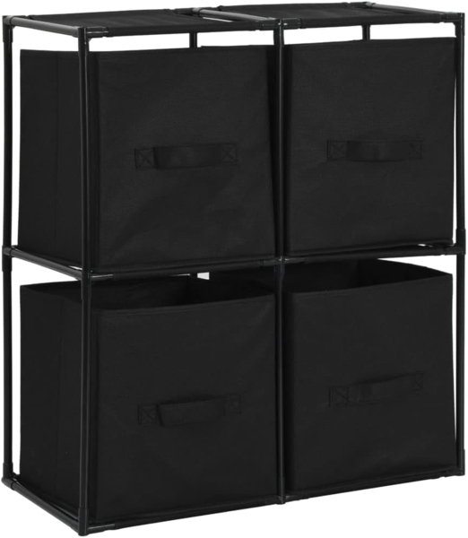 vidaXL Lagerschrank mit 4 Stoffkörben Schwarz 63×30×71 cm Stahl 282462 Bild 1