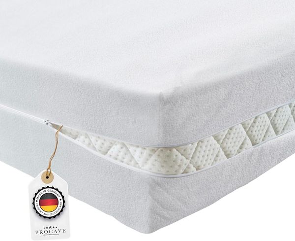 PROCAVE Matratzenbezug Frottee unversteppt 200x210 cm | Matratzen-Höhe 10-15cm | Matratzenschoner