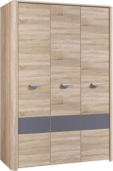 FORTE Yoop Kleiderschrank, Holzwerkstoff, Beige/Grau, 133,2 x 194,4 x 58 cm