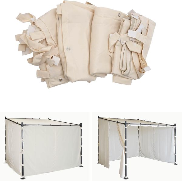 4er-Set Seitenwand für Pergola HWC-A22, Ersatzseitenwand Pavillon, 3x3m Polyester ~ creme