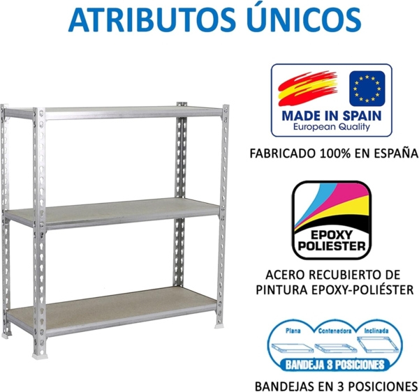 Simonrack Schwerlastregal, Lagerregal, 90x110x40 cm, Metallregal, Kellerregal, Biegestelle 200 kg, 3 Holzfachböden, Weiss/Holz - Maderclick Bild 6