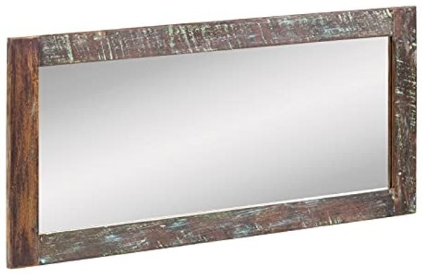 Spiegel 130x60 cm Holz Altholz rechteckig braun Wandspiegel Badspiegel Flurspiegel Ganzkörperspiegel massivum Sumana