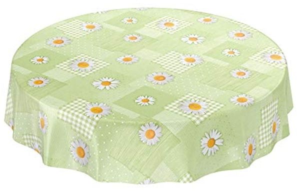 ANRO Tischdecke Wachstuchtischdecke Gartentischdecke Wachstischdecke (Einzelstück 1-tlg), Geprägt Rund 100cm wasserabweisend mit Saum