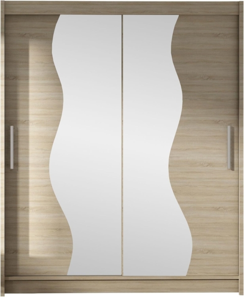 Kleiderschrank Westa S, ohne Beleuchtung, Farbe: Sonoma Eiche / Spiegel