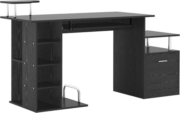 HOMCOM Computertisch Schreibtisch Bürotisch PC Tisch Arbeitstisch mit Schublade und Aktenhalterung 152 × 60 × 88 cm