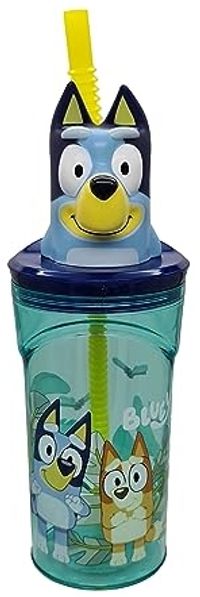 Bluey Trinkbecher – 3D Kinderbecher & Strohhalm-Tumbler 360 ml