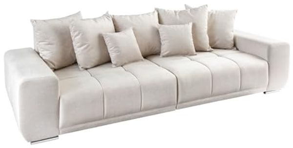 riess-ambiente Big-Sofa ELEGANCIA 285cm champagner / beige, Einzelartikel 1 Teile, XXL Couch · Samt · mit Federkern · inkl. Kissen · Design