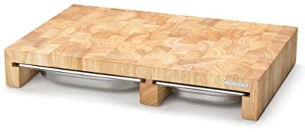 CONTINENTA Schneidebrett mit 3 Edelstahl Schubladen 50 x 32,5 x 8 cm
