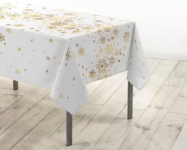 Douceur d'Intérieur, Tischdecke, rechteckig (150x240 cm), Sternbild, weiß/Gold, Polyester, Bedruckt metallic