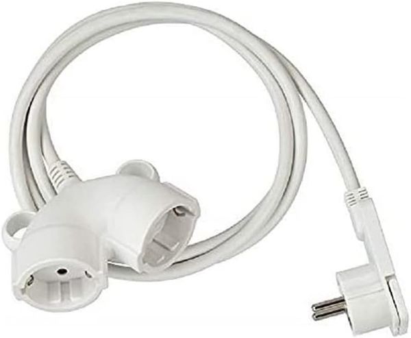 Brennenstuhl Qualitäts-Kunststoff-Verlängerungskabel mit Flachstecker (Verlängerungskabel flach für innen mit 10m Kabel, Strom-Verlängerungskabel mit Doppelsteckdose, 2-Fach Verlängerungskabel) weiß