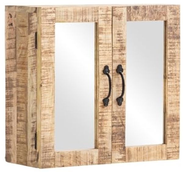 Spiegelschrank Caribou aus rustikalem Mangoholz – Hochwertiger Badschrank 52x50x23cm