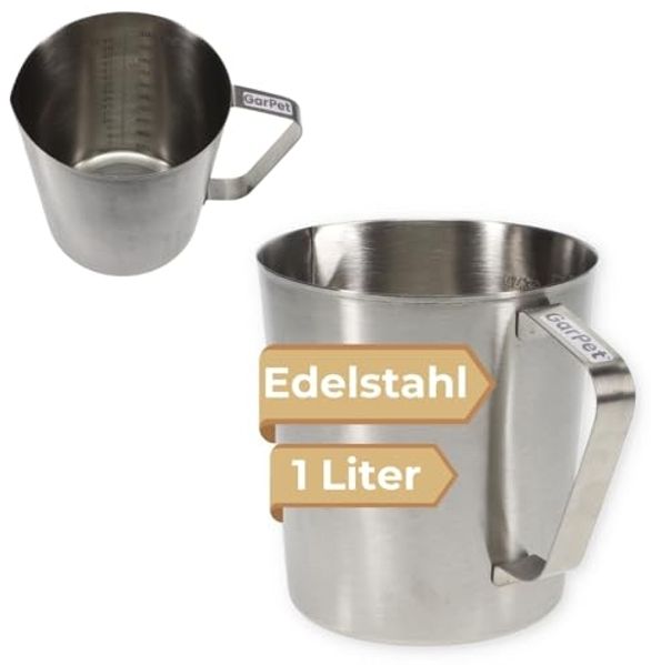 GarPet Messbecher Messbecher Edelstahl 1l Cocktail Meßbecher spülmaschinenfest 1000 ML