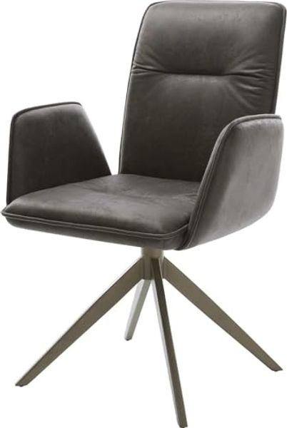 Drehstuhl Vinja-Flex Mikrofaser Anthrazit Vintage Kreuzgestell breit Effektfinish Titan 360° drehbar