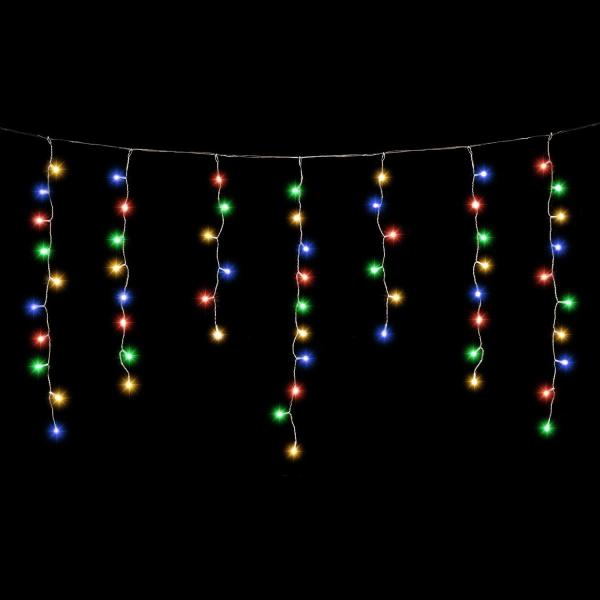 SALCAR LED Eisregen Lichterkette Außen 2m, 80er LED Lichtervorhang Innen Weihnachten mit 8 Beleuchtungsmodi und Memory-Funktion, Wasserdicht Weihnachtsbeleuchtung Außen für Pavillon Balkon, Bunt