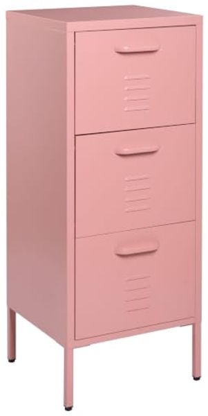 Hoher Rosa Stahl 43 x 40 x 103 cm mit 3 Schubladen Industrie Stil Büro Wohnzimmer Schlafzimmer Kinderzimmer Bad