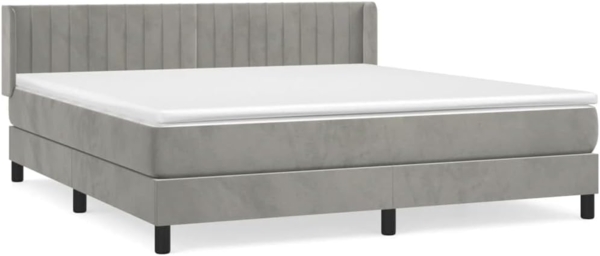 vidaXL Boxspringbett mit Matratze Hellgrau 160x200 cm Samt 3131087 Bild 3