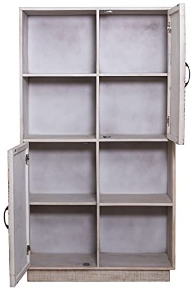 DRW Bücherregal mit 2 Türen und 2 Holzregalen in Natur, Weiß und Braun 100 x 40 x 180 cm Bild 3