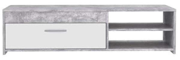 Forte LOWBOARDS TV-Schrank 120, Lowboard mit 1 Tür, TV-Rack, Holzwerkstoff, Betonoptik Hellgrau/Weiß, 120 cm breit x 31,8 cm hoch x 42,1 cm tief Bild 2