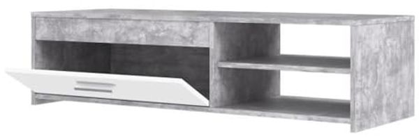 Forte LOWBOARDS TV-Schrank 120, Lowboard mit 1 Tür, TV-Rack, Holzwerkstoff, Betonoptik Hellgrau/Weiß, 120 cm breit x 31,8 cm hoch x 42,1 cm tief Bild 4