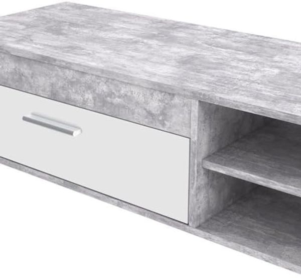 Forte LOWBOARDS TV-Schrank 120, Lowboard mit 1 Tür, TV-Rack, Holzwerkstoff, Betonoptik Hellgrau/Weiß, 120 cm breit x 31,8 cm hoch x 42,1 cm tief Bild 5