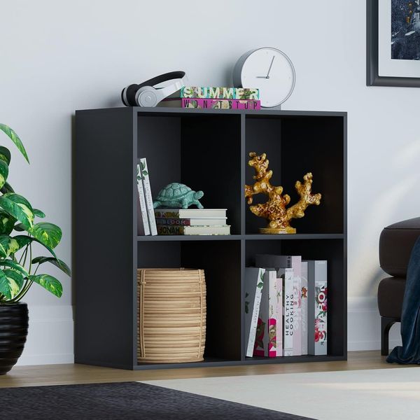 Vida Designs Durham Cube Bücherregal Aufbewahrung Organizer Wohnzimmer Bücherregal Home Office Möbel (4 Würfel, Schwarz)
