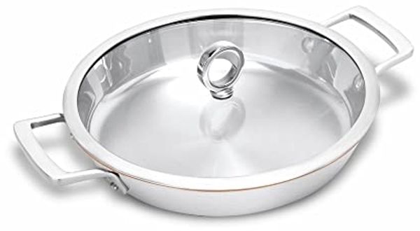 Servierpfanne 26 cm mit Kupferkern unbeschichtet inkl. Glasdeckel"