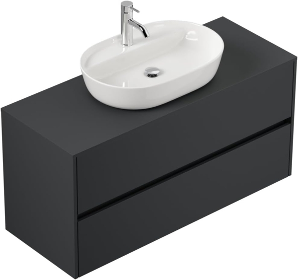 Badmöbel Taifun 120cm mit Design Aufsatzwaschbecken grafit : Grafit